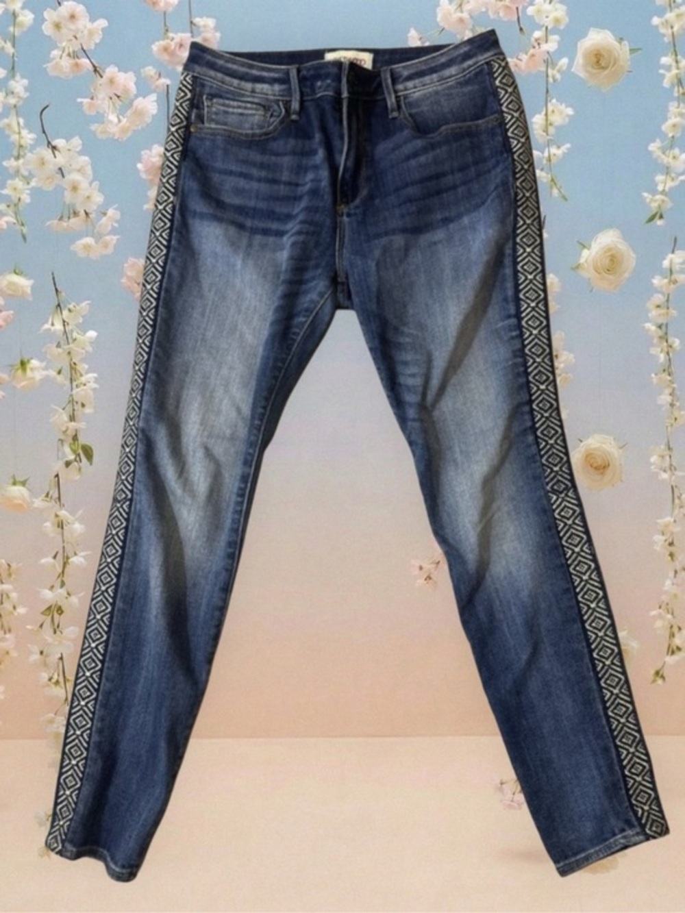 DRIFTWOOD Blue Skinny Jeans with Black Pattern